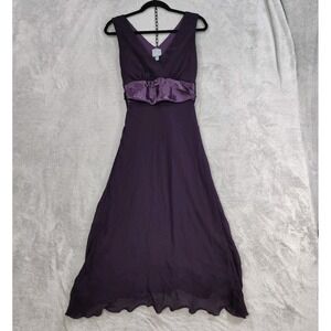 Sleeveless Dress Purple Chiffon Satin Empire Waist A-line Layered Feminine Fairy